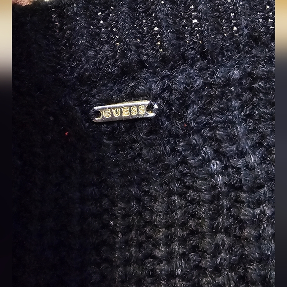 GUESS Roma Faux Fur Cable Knit Black Sweater Size M - Picture 5 of 10